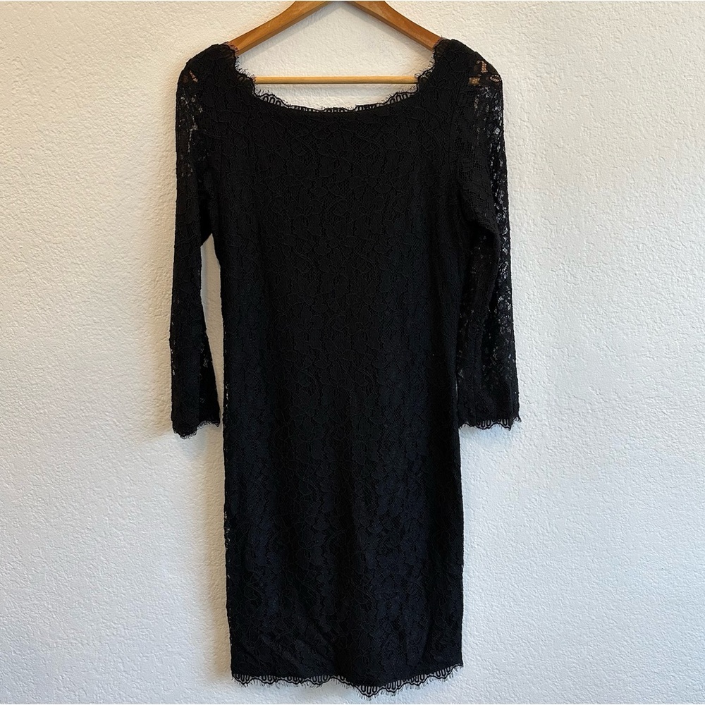 Diane von Furstenberg Women's Black Rayon & Nylon Long Sleeve Mini Dress Size 10